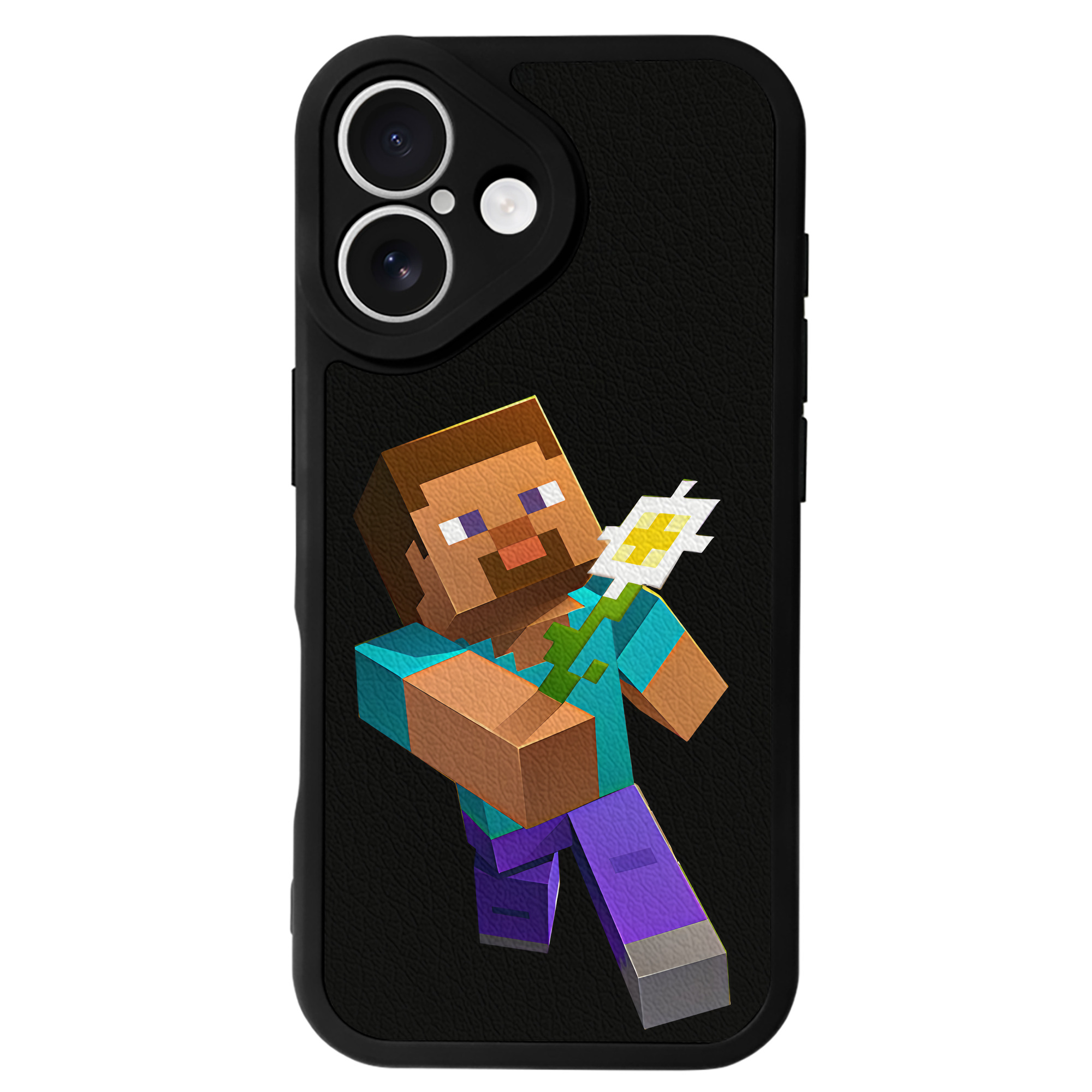 （画像用） マインクラフト ブロックの世界 Minecraft MC Block world 【iPhone 16シリーズ対応】シリコンスマホケース（レザー調） 材質：シリコン